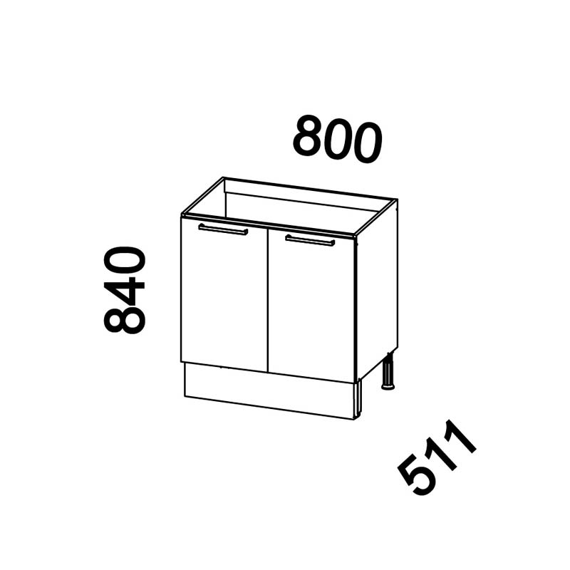 MUEBLE BASE SIN CUBIERTA 80 X 84 X 51.1CM GRAFITO DUSCHY