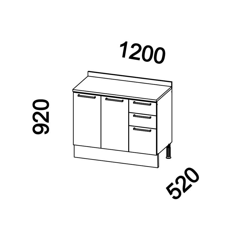 MUEBLE BASE CON CUBIERTA 120 X 92 X 52CM BLANCO DUSCHY