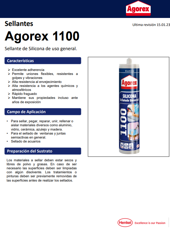 AGOREX 1100 SILICONA TRANSPARENTE 300ML
