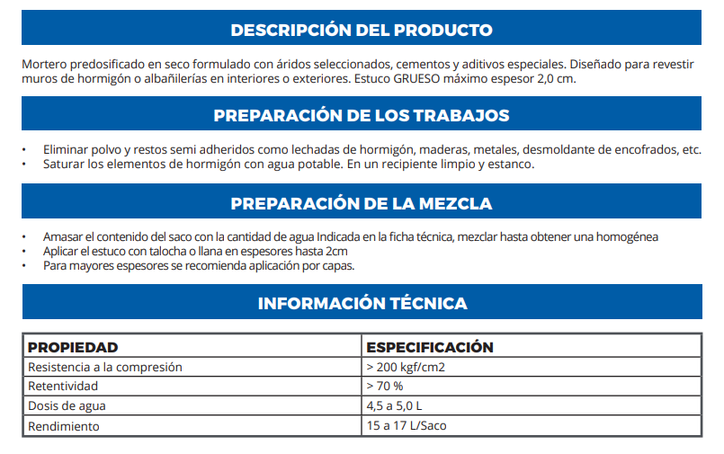 MORTERO ESTUCO GRUESO 25 KG CUARZOLISTO
