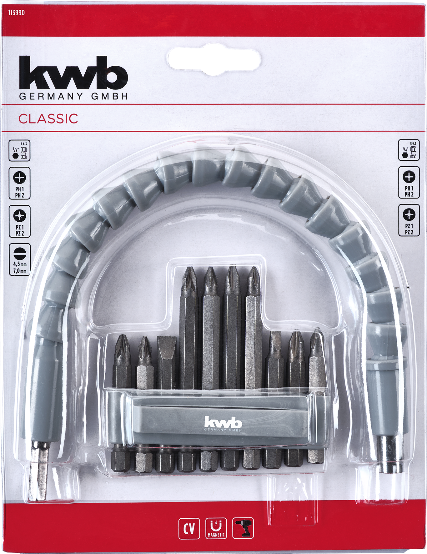 SET 10 PUNTAS CON EJE FLEXIBLE KWB