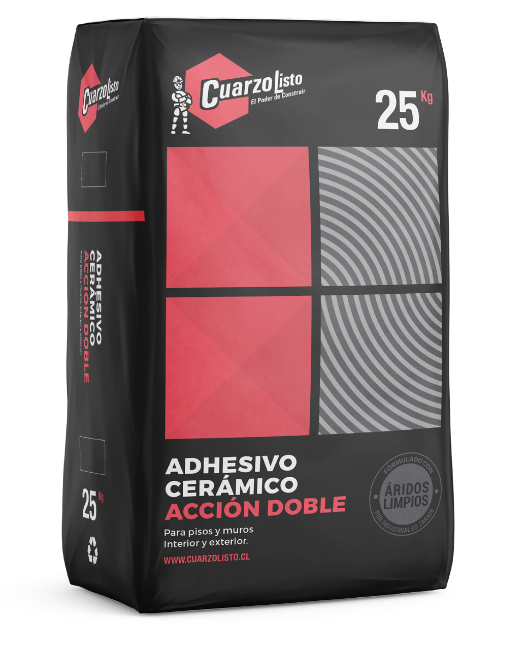 Saco de adhesivo cerámico AC Acción Doble CuarzoListo de 25 kg