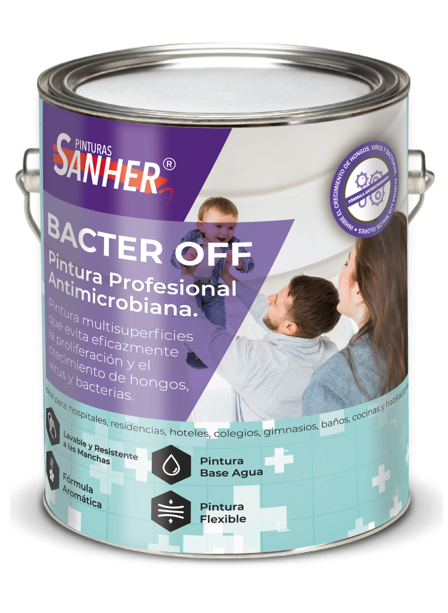 ESMALTE AL AGUA BACTEROFF 1/4GL