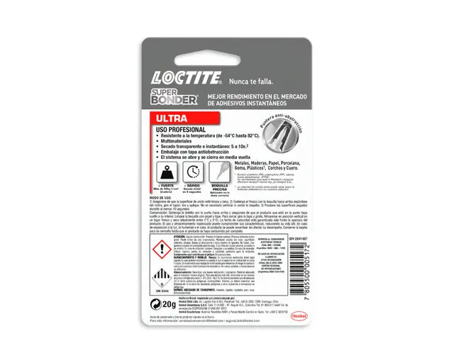 ADHESIVO LOCTITE SUPER BONDER ULTRA 20 GR
