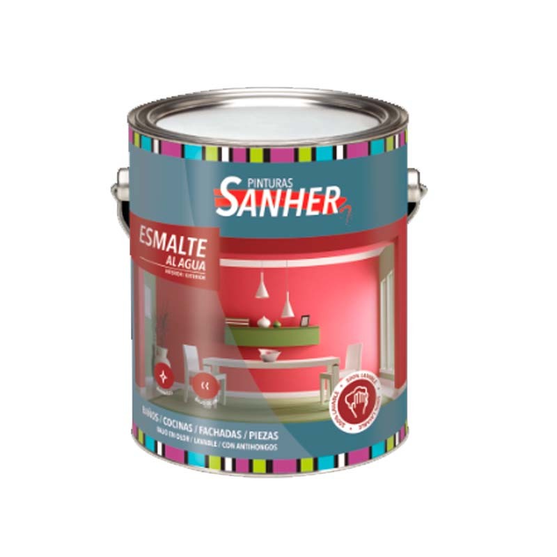 ESMALTE AL AGUA BLANCO 1/4GL SANHER