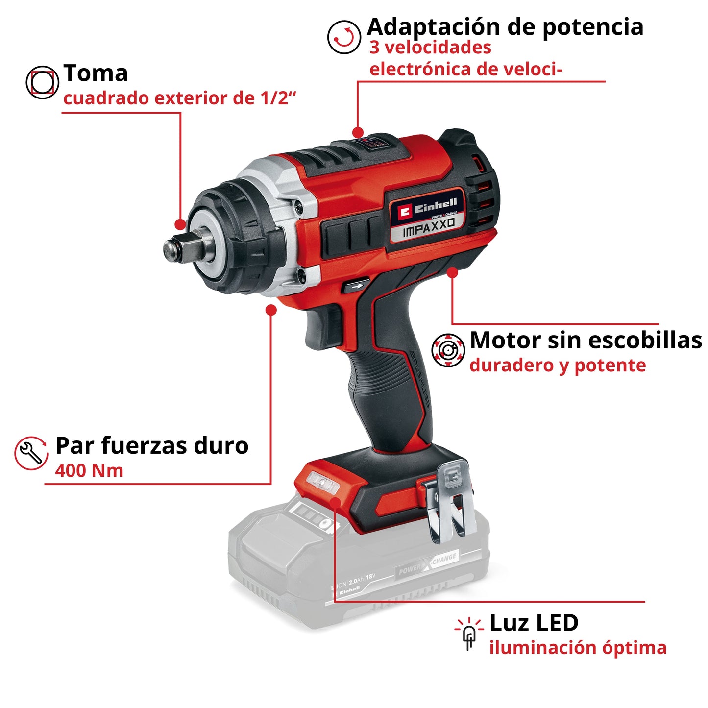 LLAVE IMPACTO INALAMBRICA 18V 400NM