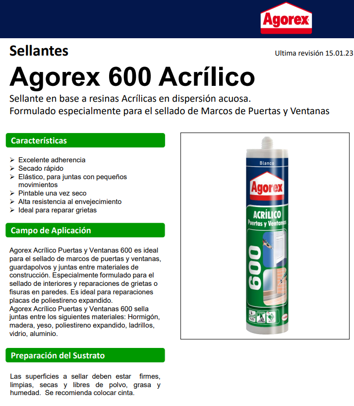 SILICONA ACRILICA AGOREX 600 BLANCO 300ML