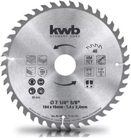 SET 2 DISCO SIERRA CIRCULAR 7 1/4 40 DIENTES KWB