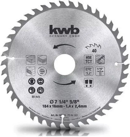 SET 2 DISCO SIERRA CIRCULAR 7 1/4 40 DIENTES KWB