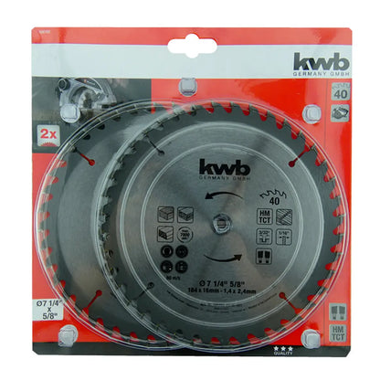 SET 2 DISCO SIERRA CIRCULAR 7 1/4 40 DIENTES KWB