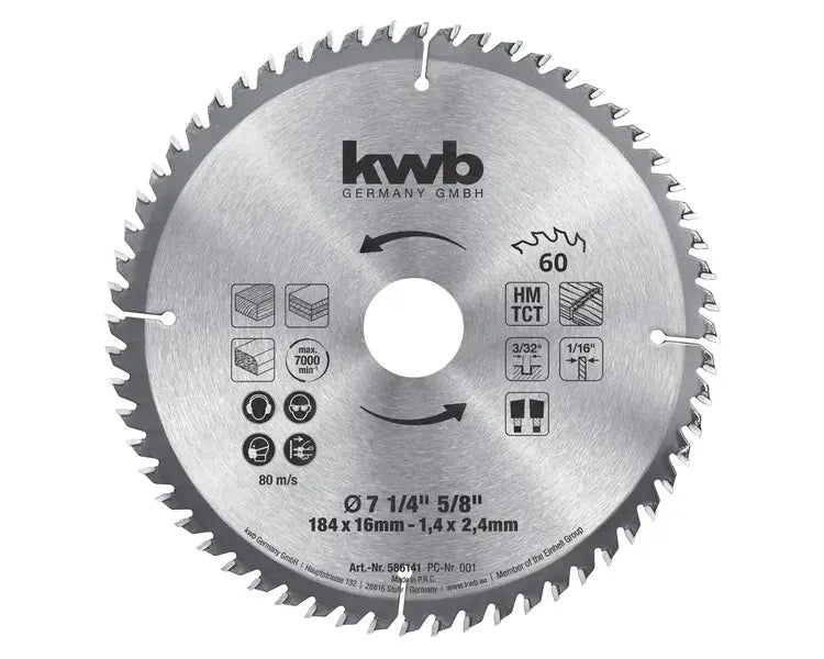 DISCO SIERRA CIRCULAR 7 1/4 60 DIENTES KWB