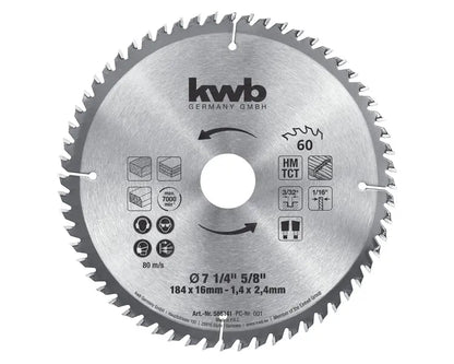 DISCO SIERRA CIRCULAR 7 1/4 60 DIENTES KWB