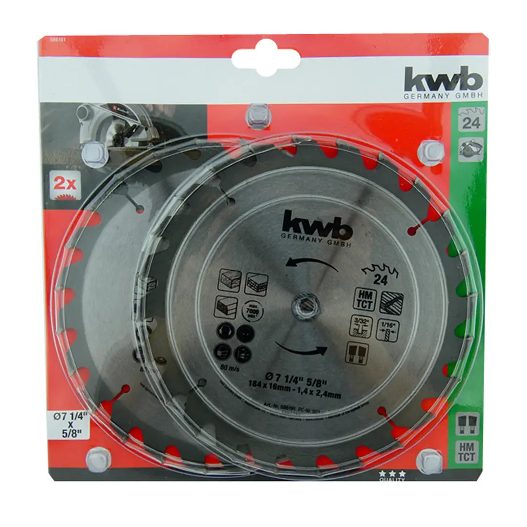 SET 2 DISCO SIERRA CIRCULAR 7 1/4 24 DIENTES KWB