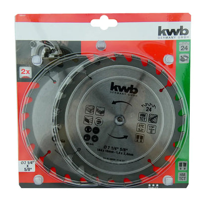 SET 2 DISCO SIERRA CIRCULAR 7 1/4 24 DIENTES KWB