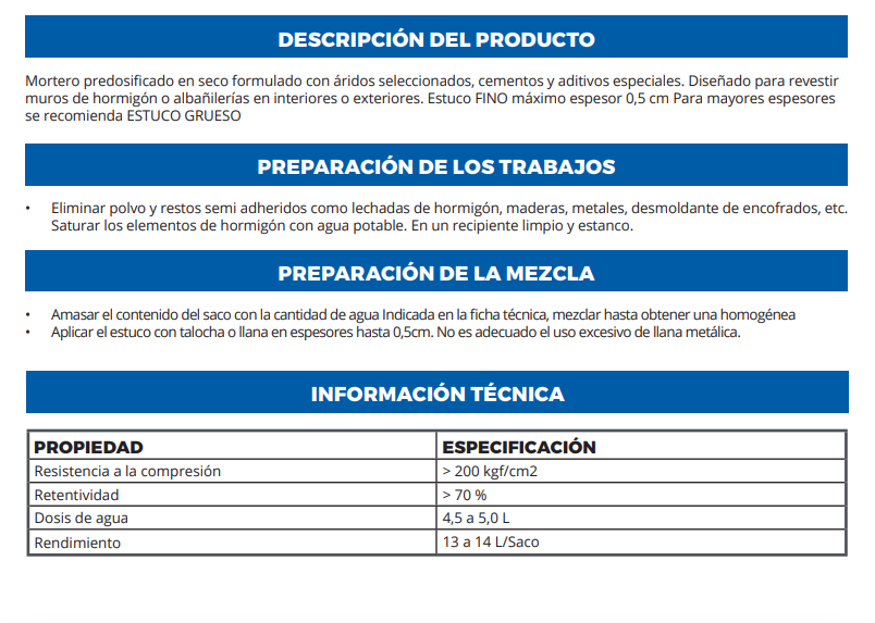 MORTERO ESTUCO FINO 25 KG CUARZOLISTO