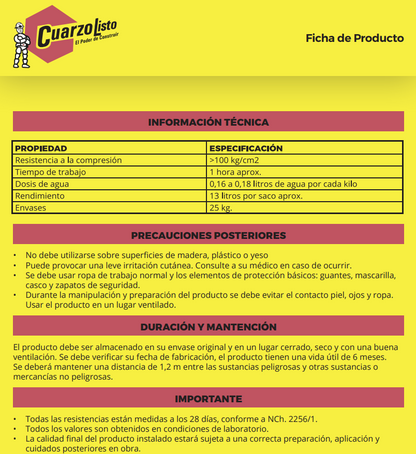 MORTERO PEGA SACO 25KG CUARZOLISTO