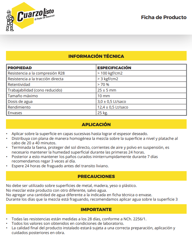 MORTERO PISO SACO 25KG CUARZOLISTO