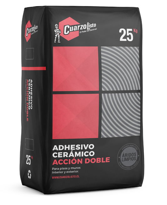Saco de adhesivo cerámico AC Acción Doble CuarzoListo de 25 kg