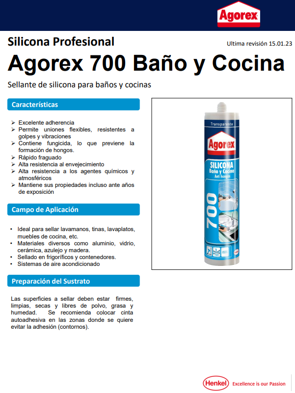 AGOREX 700 SILICONA TRANSP. BAÑO Y COCINA 300ML
