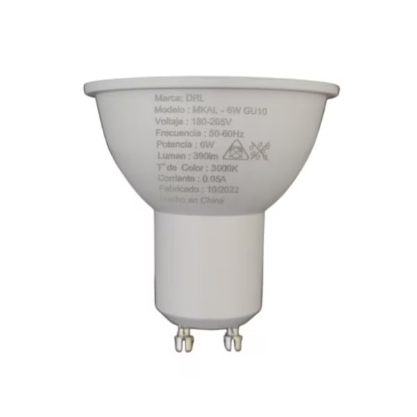 AMPOLLETA LED H.P 6W GU10 LUZ CALIDA 390 LUMENES