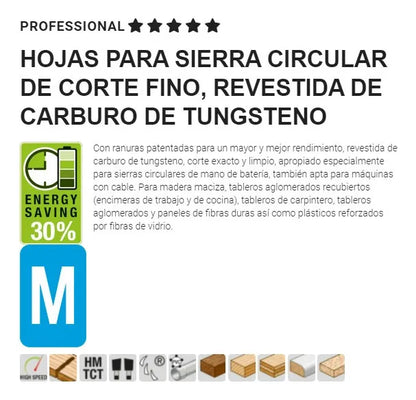 DISCO SIERRA CIRCULAR 165X20MM 24 DIENTES KWB