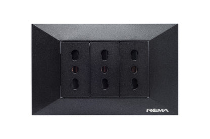 Enchufe Canelo Hembra Triple 10/16A 250V Negro