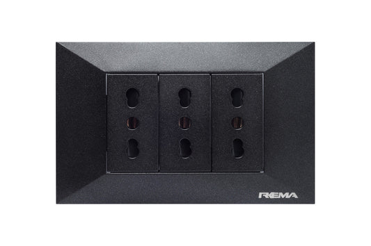 Enchufe Canelo Hembra Triple 10/16A 250V Negro