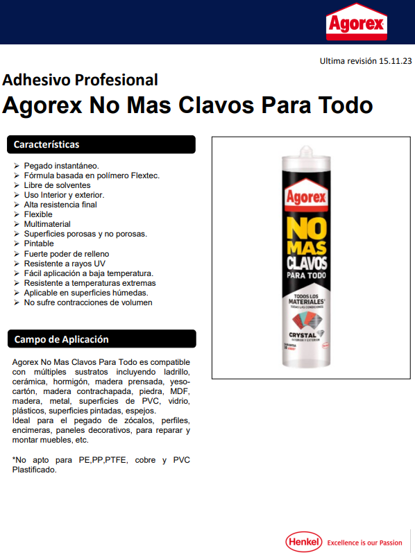 AGOREX NO + CLAVOS CRYSTAL PARA TODO CART. 290GR
