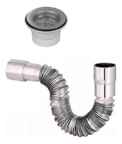 SIFON CORRUGADO LAVAPLATO 1-1/2 C/DESAGUE X 75 CTS