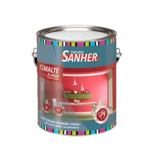 ESMALTE AL AGUA BLANCO 1/4GL SANHER