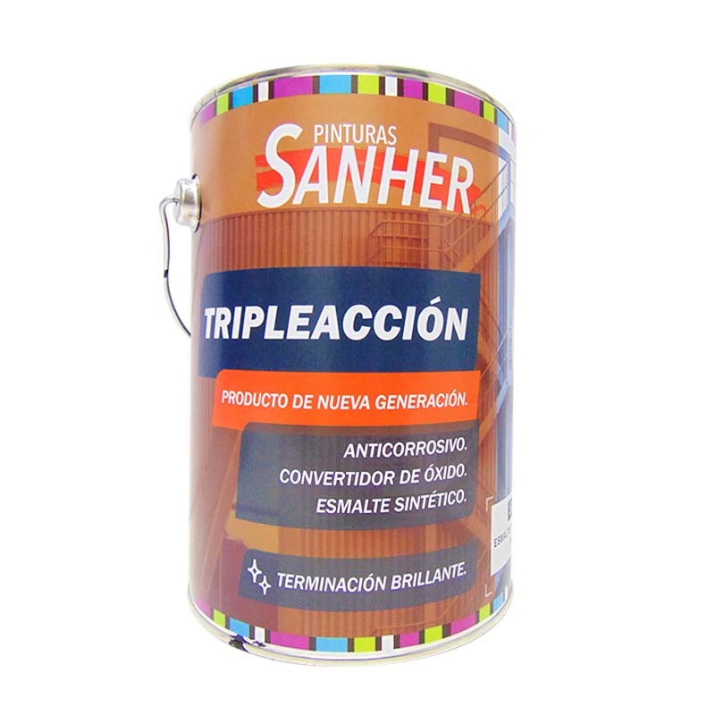 ESMALTE TRIPLE ACCIÓN NEGRO 1GL SANHER